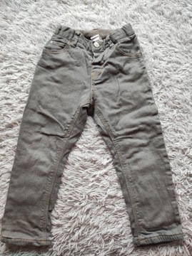 Spodnie jeansowe H&M r. 92 szare na podszewce