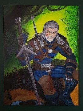Obraz ręcznie malowany akrylowy Geralt Wiedźmin
