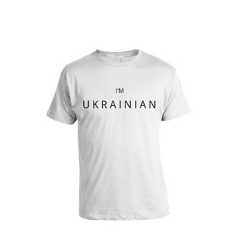 Koszulka T-shirt biała z ukraińskimi symbolami