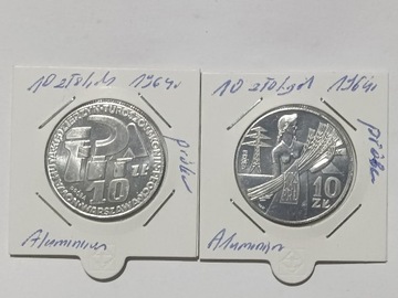 Monety kolekcjonerskie PRL 10zł.1964 próby