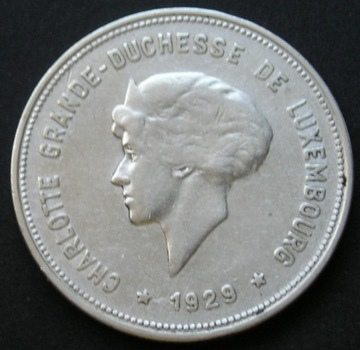 Luksemburg 5 franków 1929 - srebro