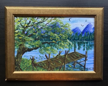 Obraz ręcznie malowany Jezioro