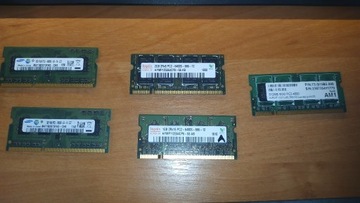 KARTY PAMIĘCI RAM 5 SZTUK HYNIX SAMSUNG 1GB 2GB 