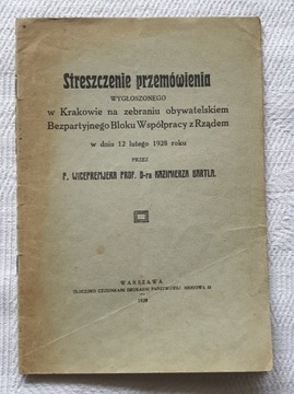 STRESZCZENIE PRZEMÓWIENIA PROF. K. BARTLA 1928