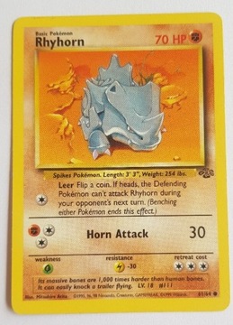 Karta Pokemon Rhyhorn 61/64 Jungle oryginał ładna