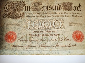 Banknot 1000 marek z 1910 roku