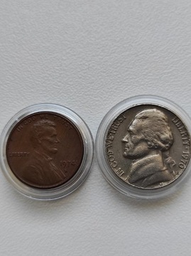 Five cents USA 1970 s i  one cent 1974 s
