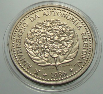 100 Escudos X rocznica autonomii Azorów Portugalia 1986. Stan 1-