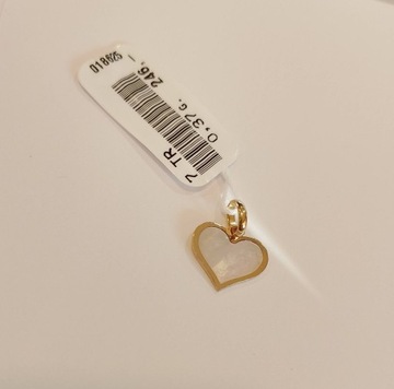 Mini serduszko złoto pr 585 z masą perłową
