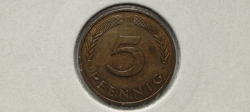 Niemcy 5 fenigów, 1981 r. Znak menniczy „D”. #S56