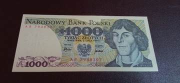 Banknot PRL 1000 zł RADAR stan UNC 1975