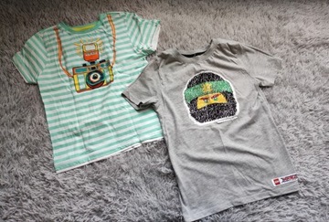 Zestaw ubrań w r. 128 t-shirty i krótkie spodenki