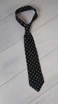 Krawat czarny z wzorkami satyna