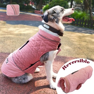 Dwustronna pikowana kurtka dla psa różowa r.XS