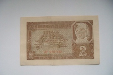 POLSKA Banknot 2 złote 1941 r.seria AF