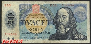 CZECHOSŁOWACJA 20 Koron 1988