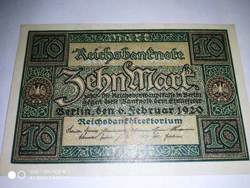 Banknoty 10 i 1 marka z 1920r i 1922r st. unc 2szt