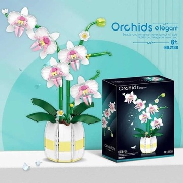 Kwiat z klocków orchidea-model klocków budowlanych