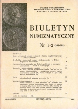 BIULETYN NUMIZMATYCZNY ROCZNIK 1985 .