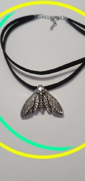 Naszyjnik choker ćma Czaszka rock metal gotyk