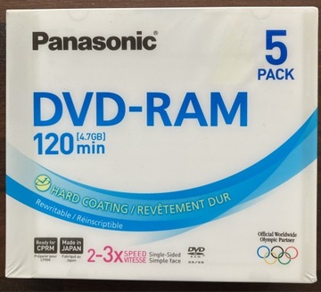 DVD-RAM Panasonic 5szt 4.7GB NOWE !
