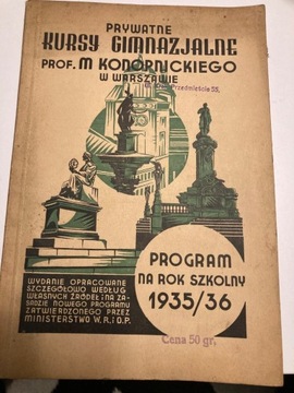 Program na rok szkolny 1935/36 kursy gimnazjalne 