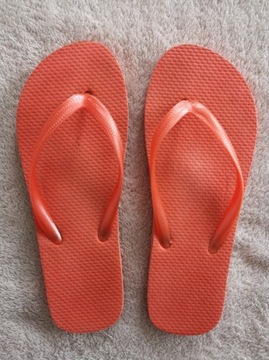 Pomarańczowe buty klapki japonki ok. 36 - 37