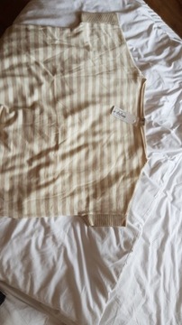 Bluzka oversize biało beżowe paski