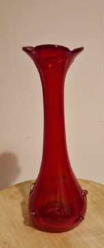 Czerwony wazon Sękacz PRL 37 cm