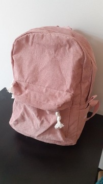 Różowy plecak sztruksowy
