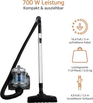 Bezworkowy odkurzacz AmazonBasics, 1,5 l,