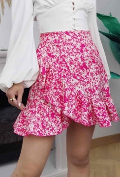 spódnica sarong rózowa dopasowana nowa falbana