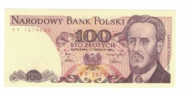 Polska 100 zł  1986 r UNC seria PF