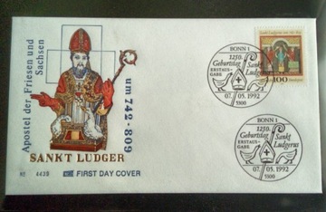 FDC Niemcy 1992 Święty Ludger (Ludgar) misjonarz