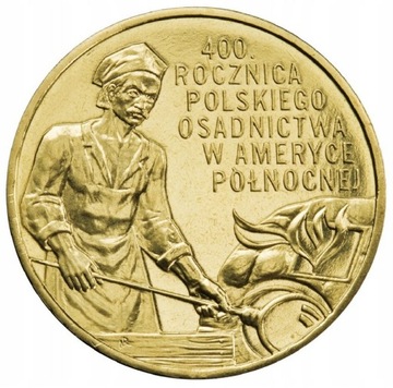 Moneta 2zł Polskie osadnictwo w Ameryce Płn.