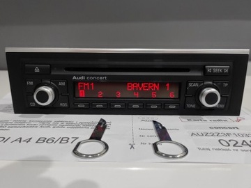 Radio Concert Audi A4 B6 B7 CHROM Kod Klucze Instr.PL Sprawne 100 %
