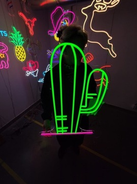 LED napis świetlny.Kaktus Neon światła