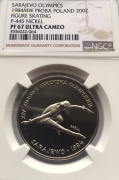 200 ZŁ NIKIEL XIV OLIMPIADA SARAJEWO 1984 NGC PF67