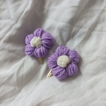 Spinki do włosów handmade szydełkowe Kwiaty Lilac