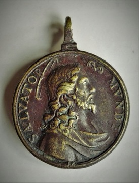 SALVATOR MVNDI-MATER IESV MEDAL BRĄZ XVII-XVIII W