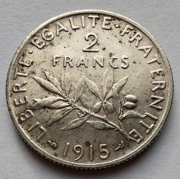 FRANCJA 2 Francja 1915 srebro ŁADNA 