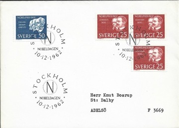 FDC Szwecja 1962 Nobliści 1902 Nobel nauka chemia