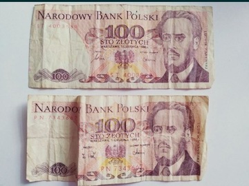 Banknot 100zł 1986 i 1988 rok