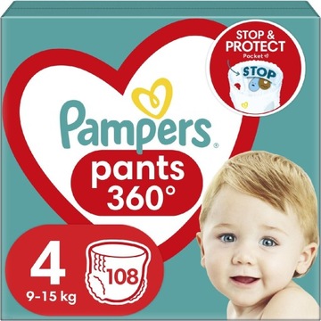 Pieluchomajtki Pampers PANTS 360 4 108 szt 9-15 kg