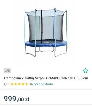 Trampolina Mirpol 3.05m duza ogrodowa SUPER PROMO