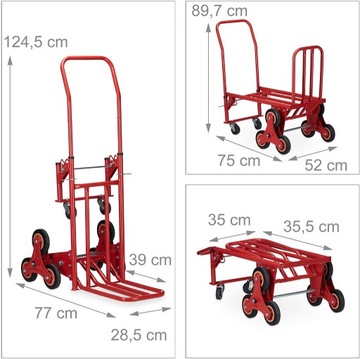  Wózek transportowy czerwony Relaxdays do 150 kg