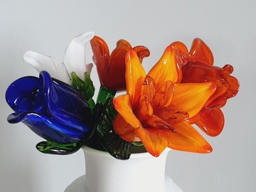 Wazon (Martin Frey) i szklane kwiaty (Murano)