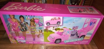 Nowy zestaw auto + lalki, limuzyna Barbie Mattel