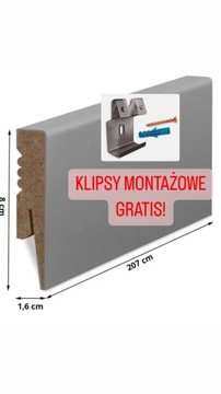 Nowe listwy przypodłogowe + klipsy montażowe 8 cm