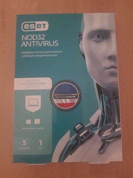 ESET NOD32 ANTIVIRUS BOX 5 PC 1 ROK NOWY orginał